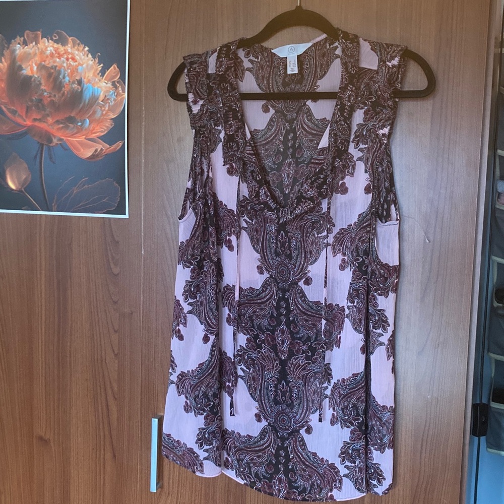Addition Elle Pink and Black Paisley Blouse